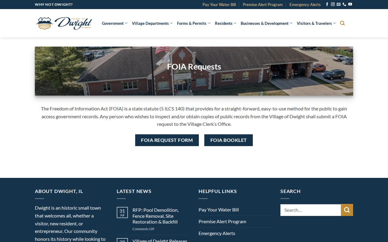 Dwight FOIA request source for Livingston County booking records and photos