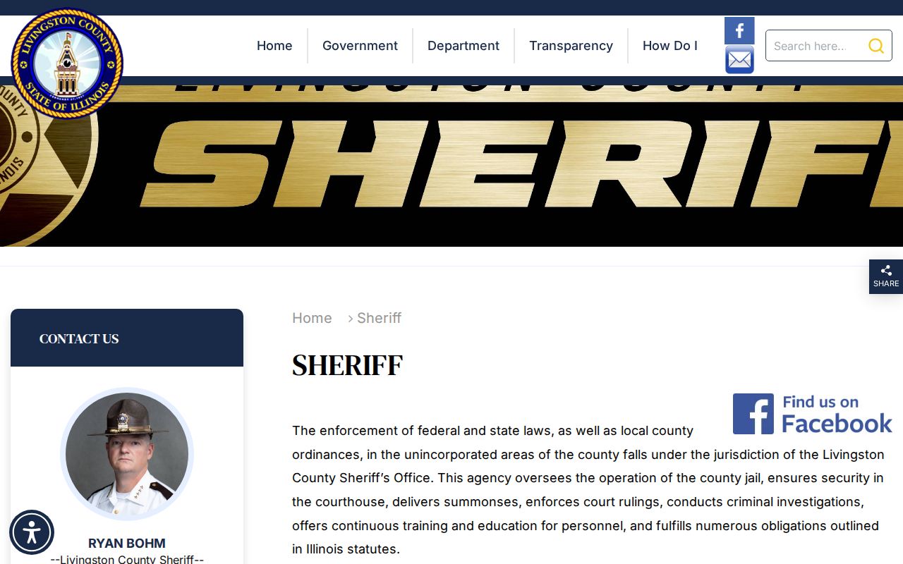 Livingston County Sheriff official source for arrest records and booking contacts