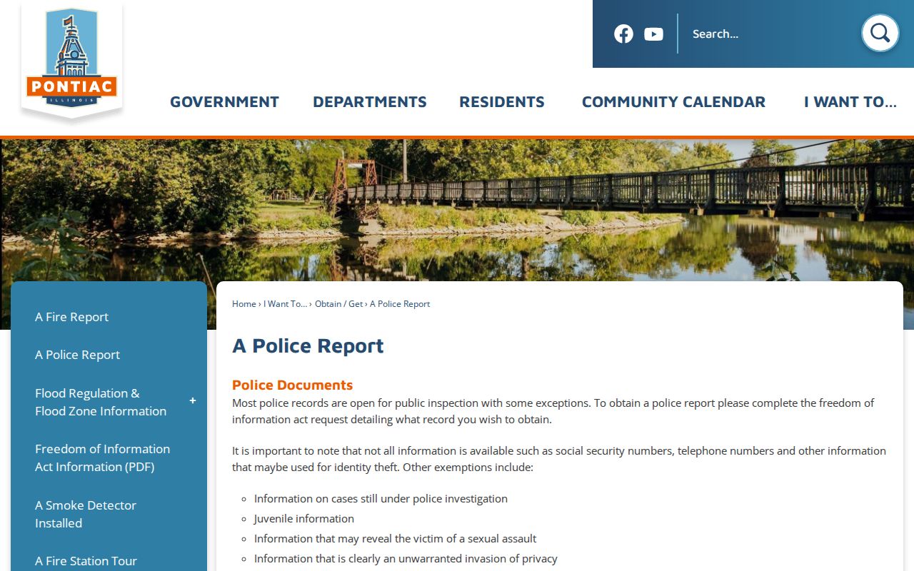 Pontiac police FOIA and arrest report request information for Livingston County records